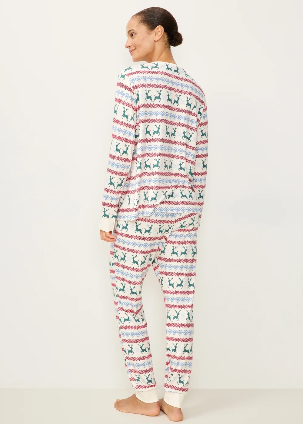 Cream Reindeer Fairisle Matching Family Christmas Pyjamas - XS Image 2