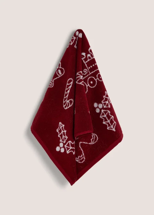 Red Gingerbread Jacquard Towel - Hand Towel Image 1