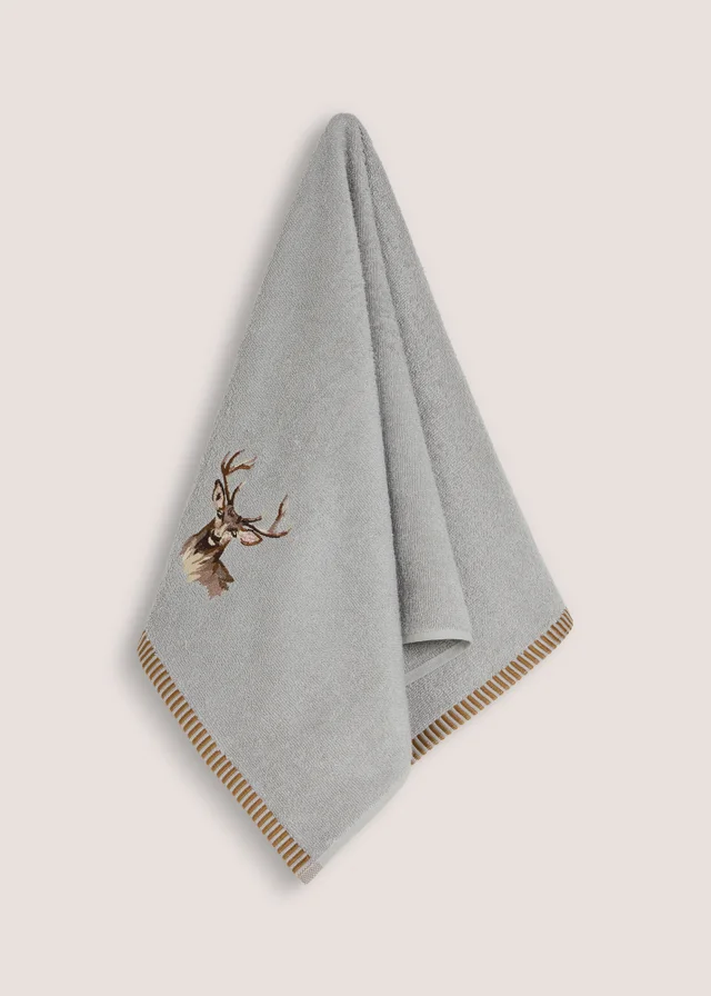 Grey Stag Hand Towel