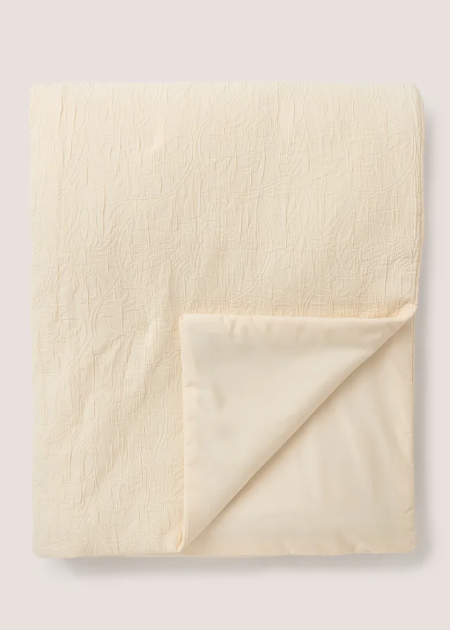 Cream Textured Washed Bedspread