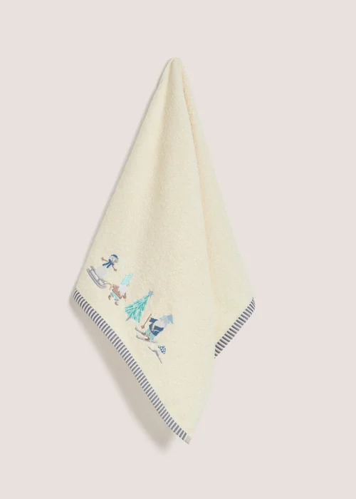 Grey Bordered Gonk Embroidered Hand Towel - Hand Towel Image 1