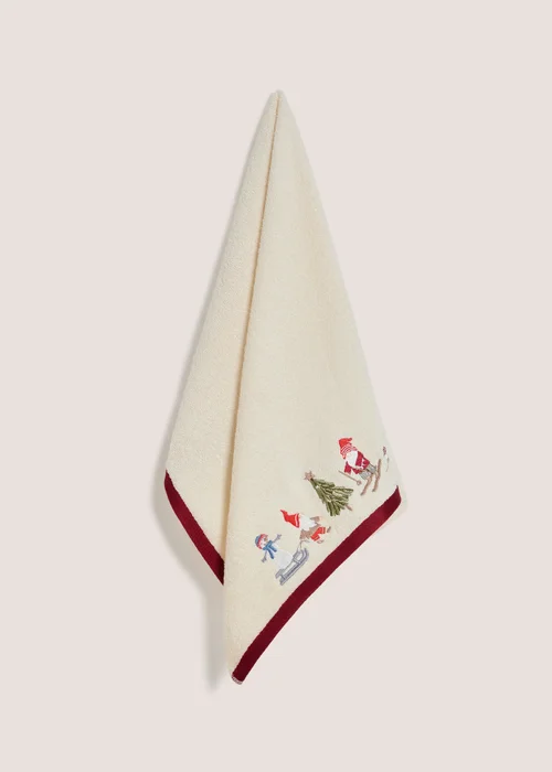 Cream Gonk Embroidered Hand Towel - Hand Towel Image 1
