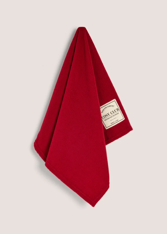 Red Printed Label Hand Towel