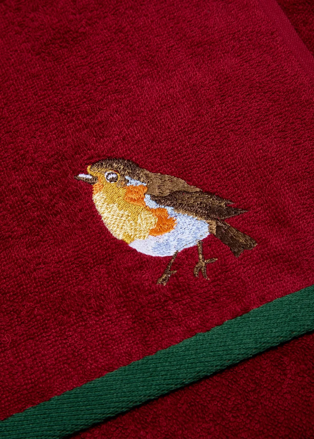 Red Robin Embroidered Towel - Hand Towel Image 2