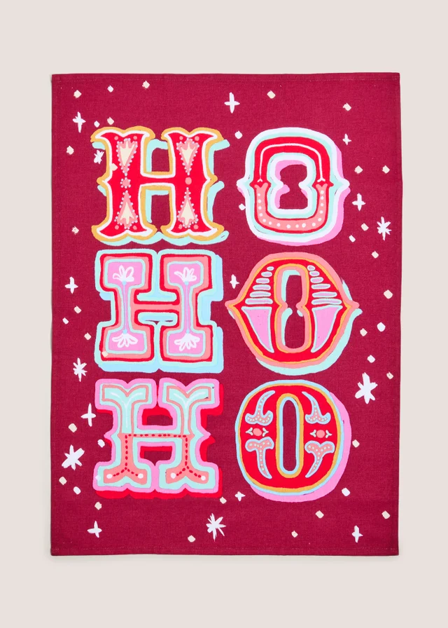 Red Ho Ho Ho Christmas Tea Towel