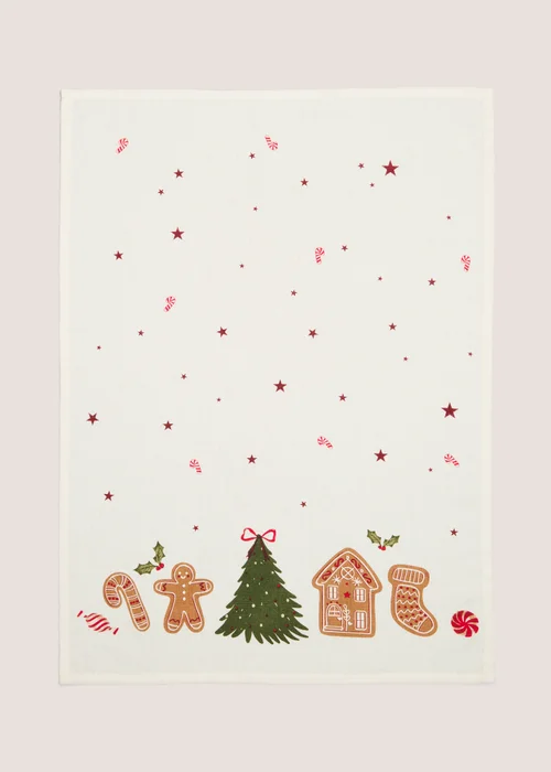 Beige Gingerbread Tea Towel Image 1