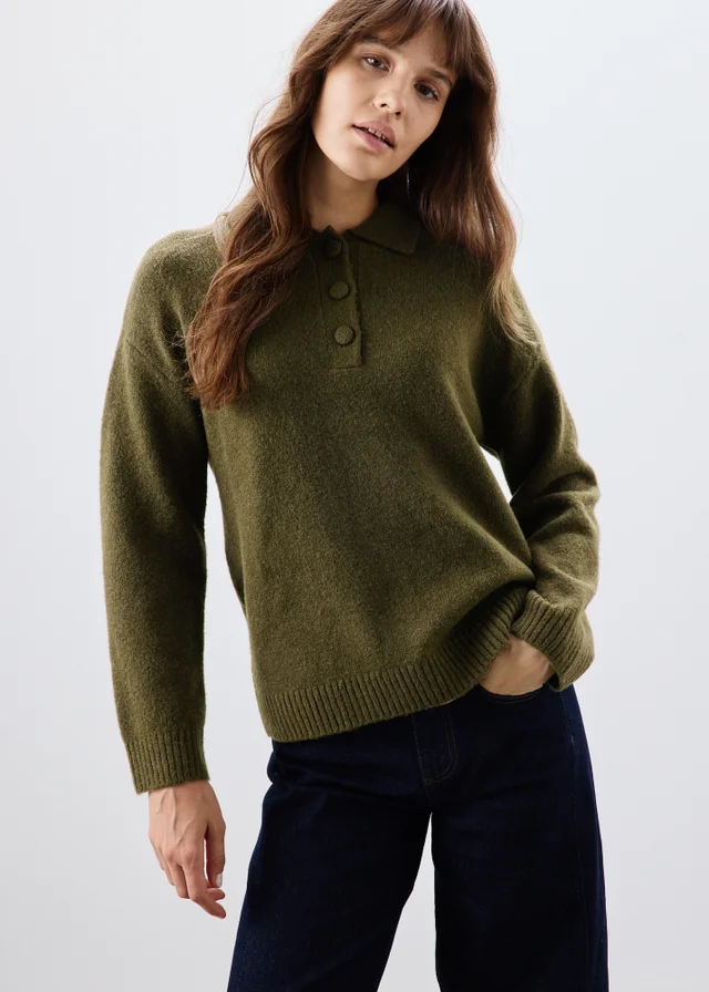 Khaki Open Collar Shirt