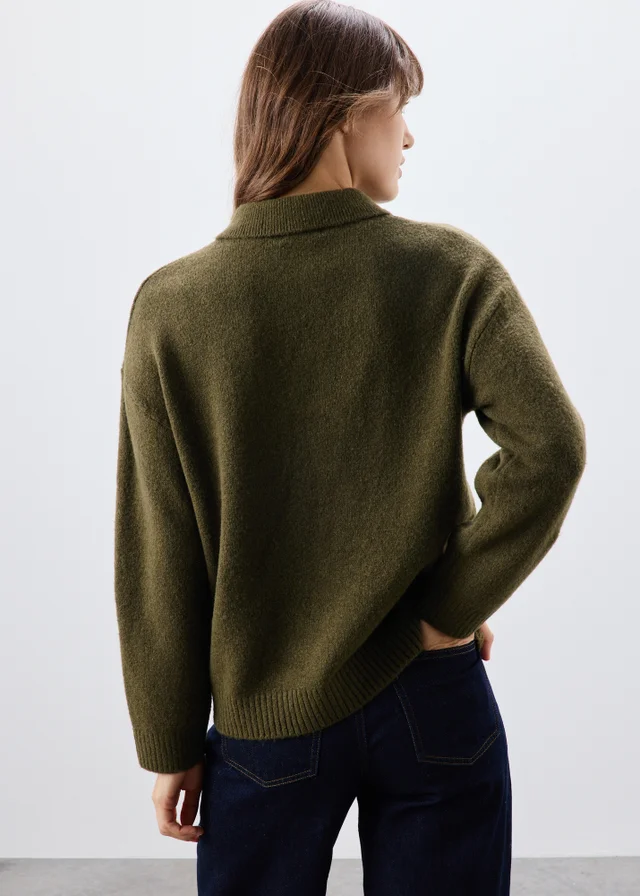 Khaki Open Collar Shirt