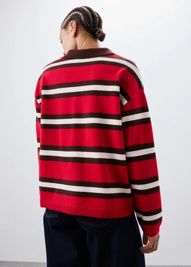 Red Striped Rugby Jumper