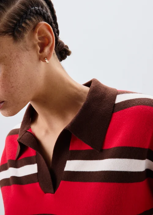 Red Striped Rugby Jumper - XS Image 3