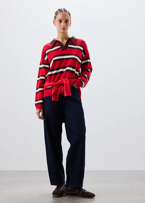 Red Striped Rugby Jumper - XS Image 1