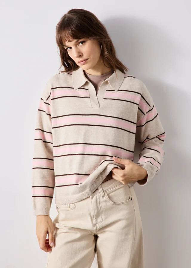 Oatmeal Striped Rugby Jumper