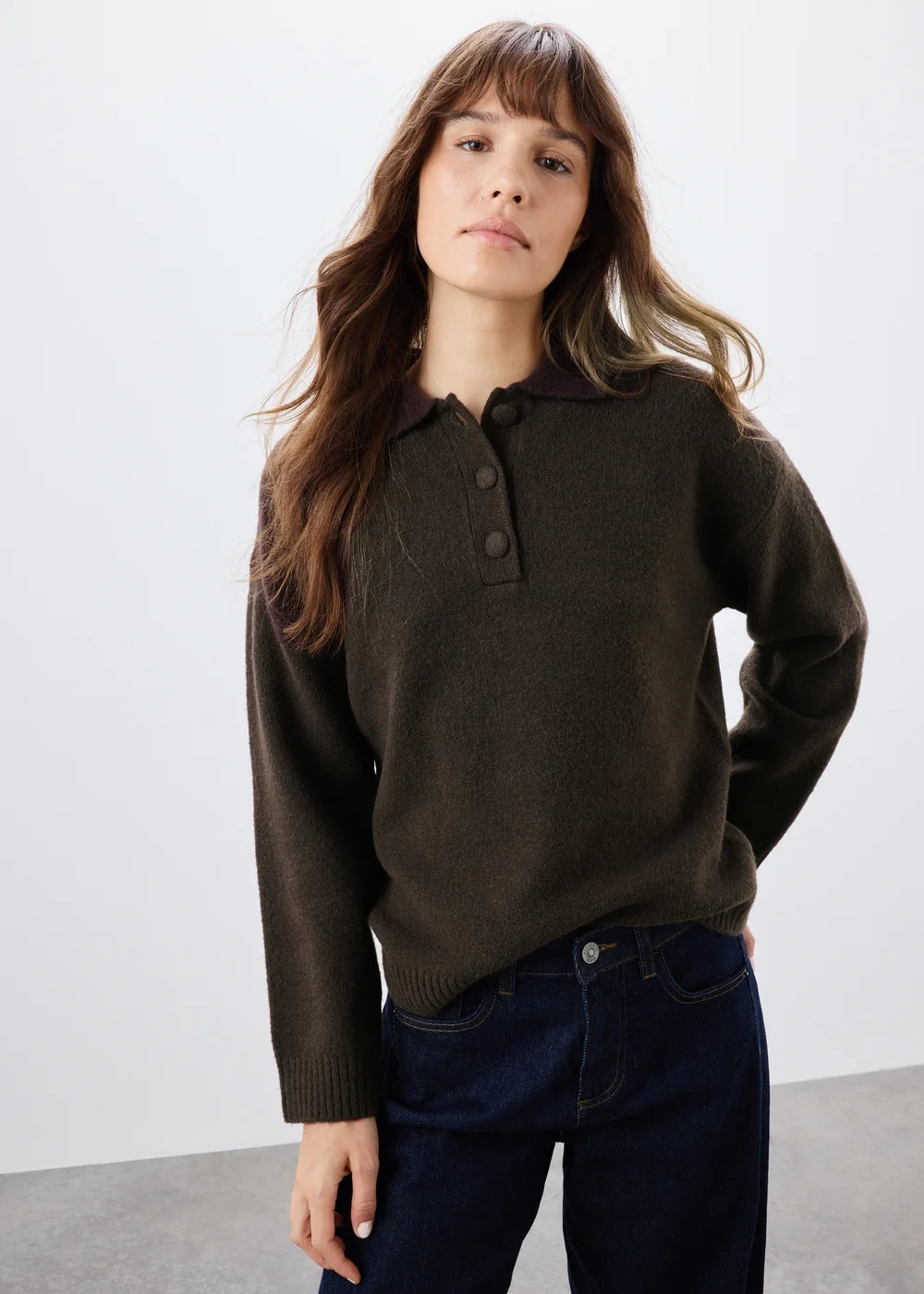 Chocolate Open Collar Shirt - XS Image 1