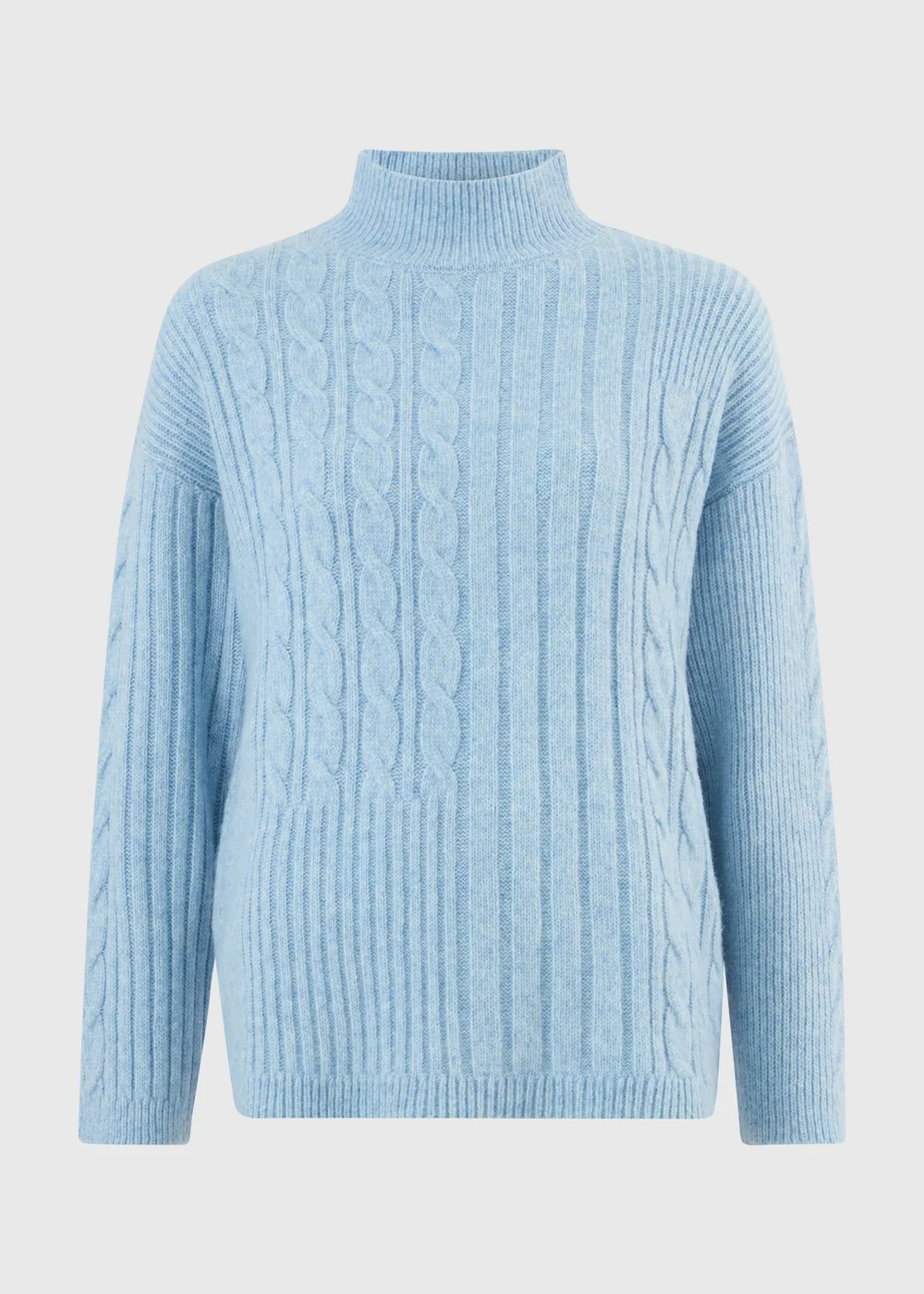 Blue Cable Knit Roll Neck Jumper - XS Image 5