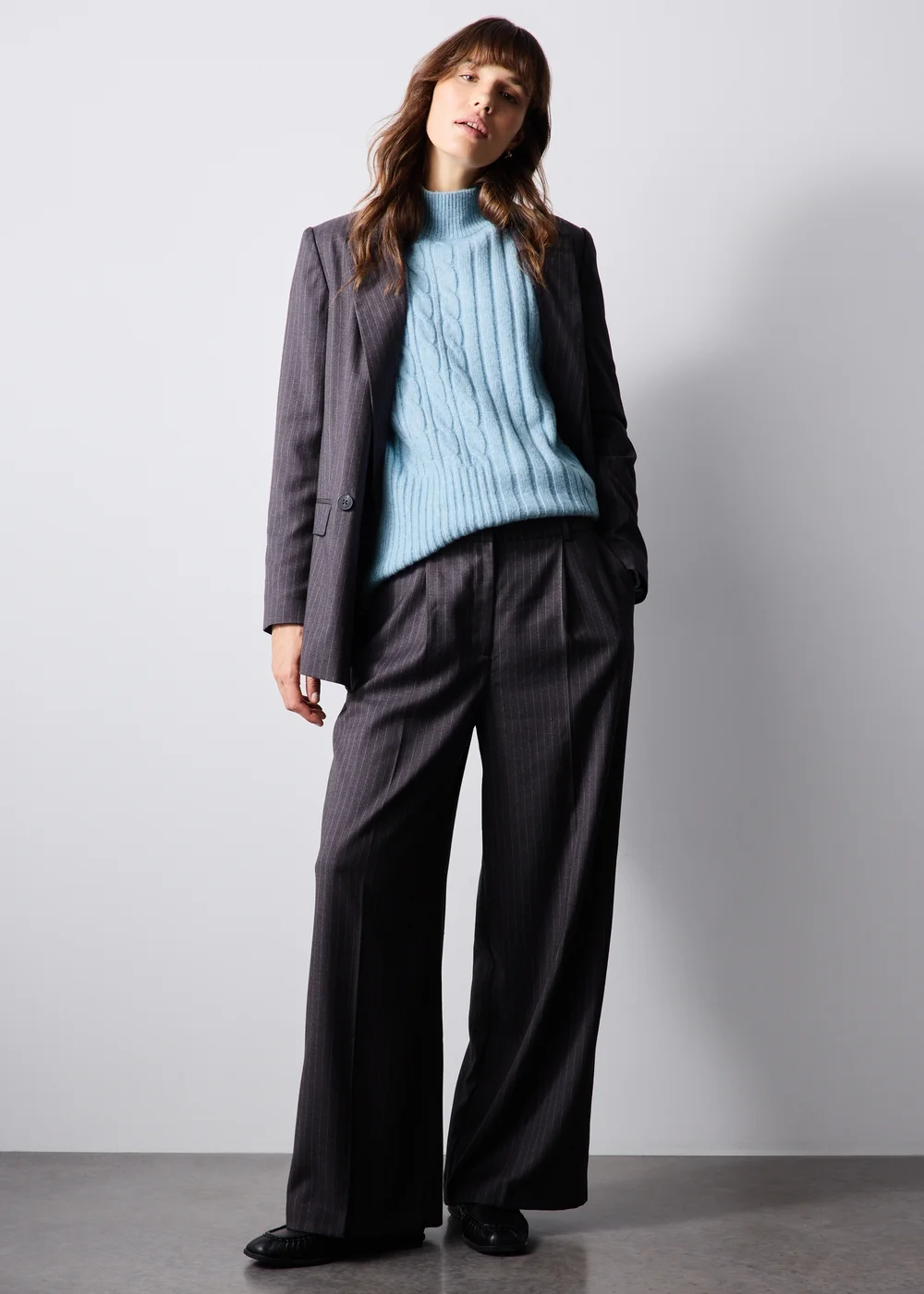 Blue Cable Knit Roll Neck Jumper - XS Image 2