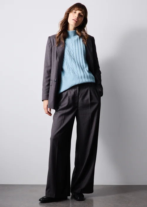 Blue Cable Knit Roll Neck Jumper - XS Image 2