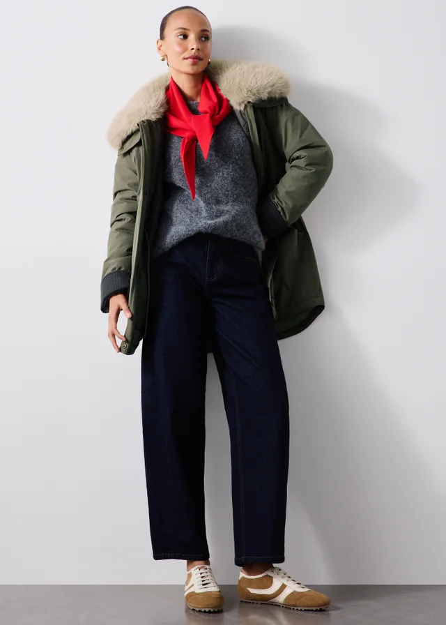 Khaki Fur Collar Parka