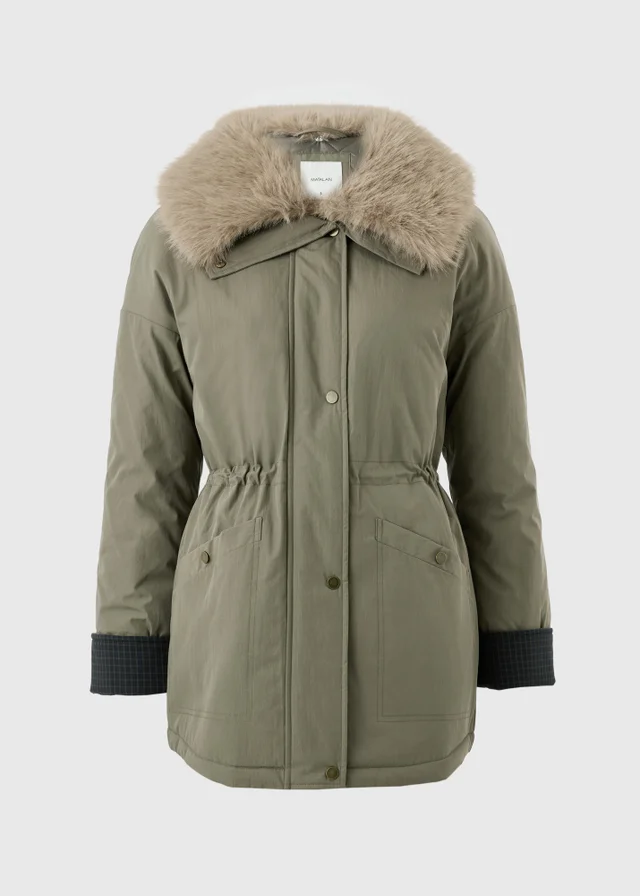 Khaki Fur Collar Parka