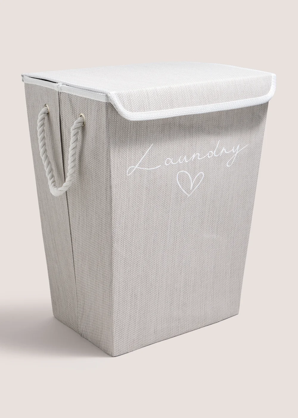 Grey Fabric Collapsible Laundry Basket Image 1