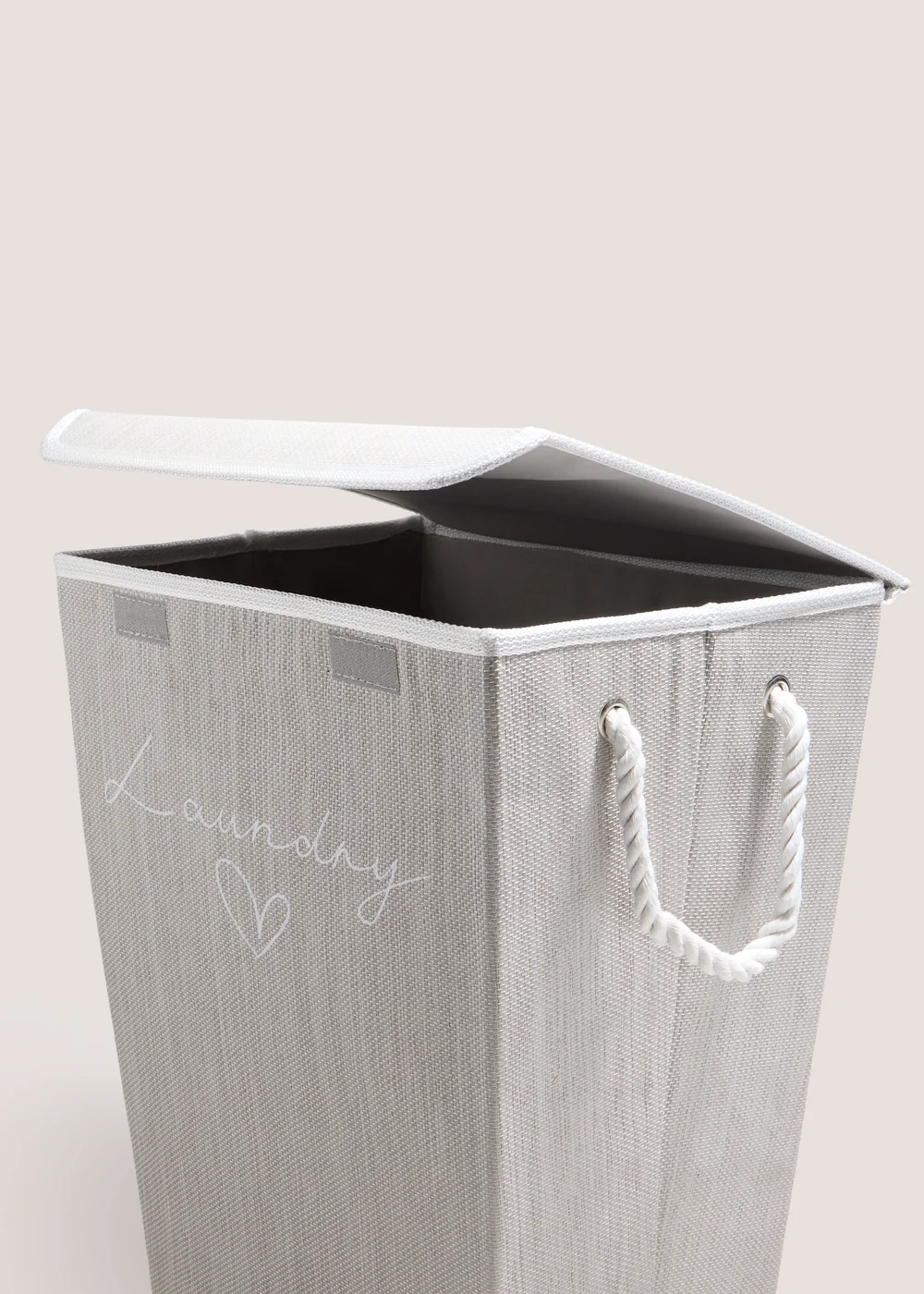 Grey Fabric Collapsible Laundry Basket Image 2