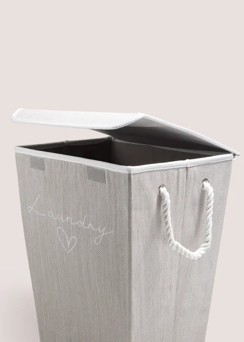 Grey Fabric Collapsible Laundry Basket Image 2