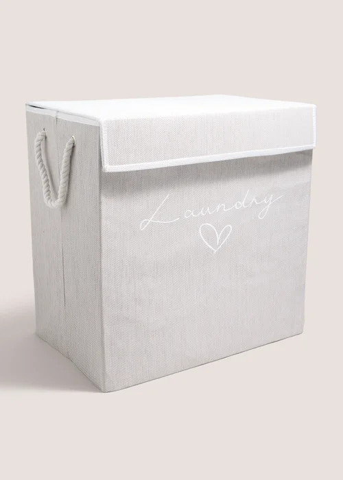 Grey Fabric Laundry Basket Image 1