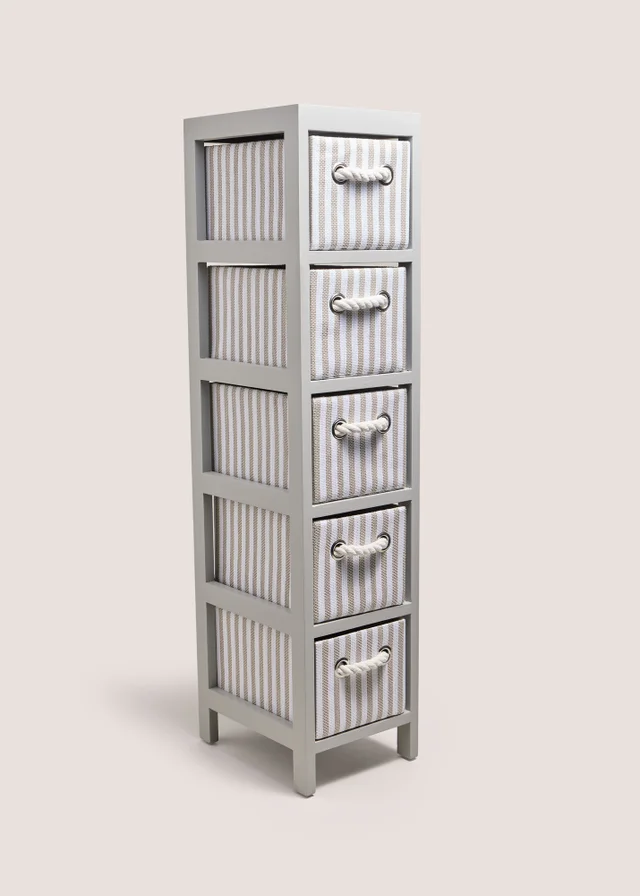 Grey Stripe Tall Drawers