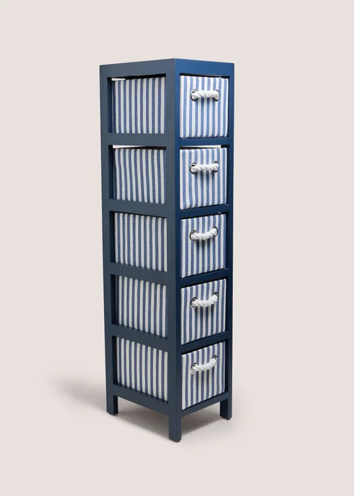 Navy Striped Tall Drawers Image 1