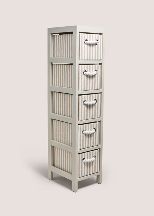 Neutral Stripe Tall Drawers Image 1