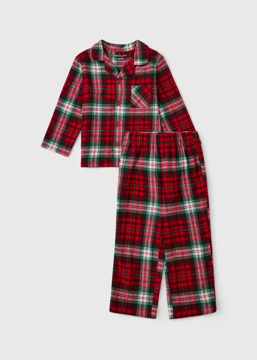Kids Red Tartan Button Up Christmas Pyjamas (1-13yrs) - 1-1.5 Yrs Image 1