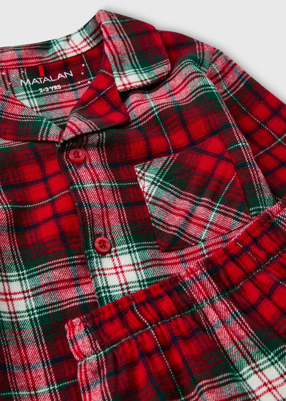 Kids Red Tartan Button Up Christmas Pyjamas (1-13yrs) - 1-1.5 Yrs Image 2