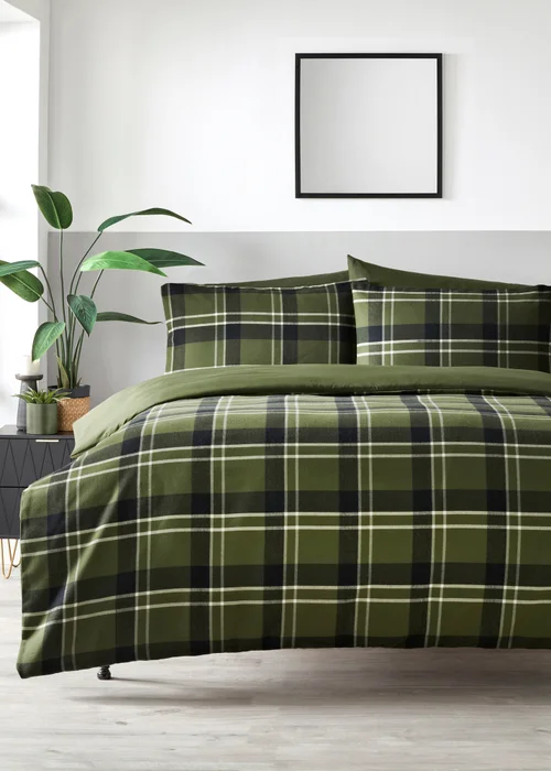 Green Check Duvet Set - Double Image 1