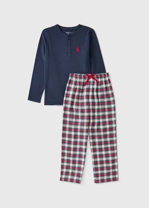 Boys Navy Check Christmas Pyjama Set (1-13Yrs) - 1-1.5 Yrs Image 1