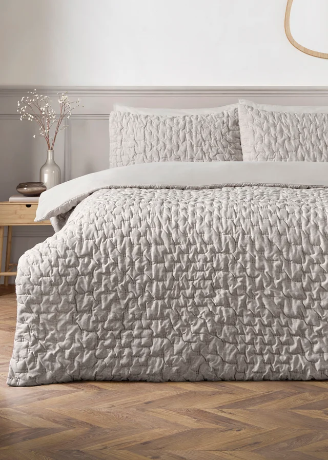 Grey Ruched Pinsonic Duvet Set