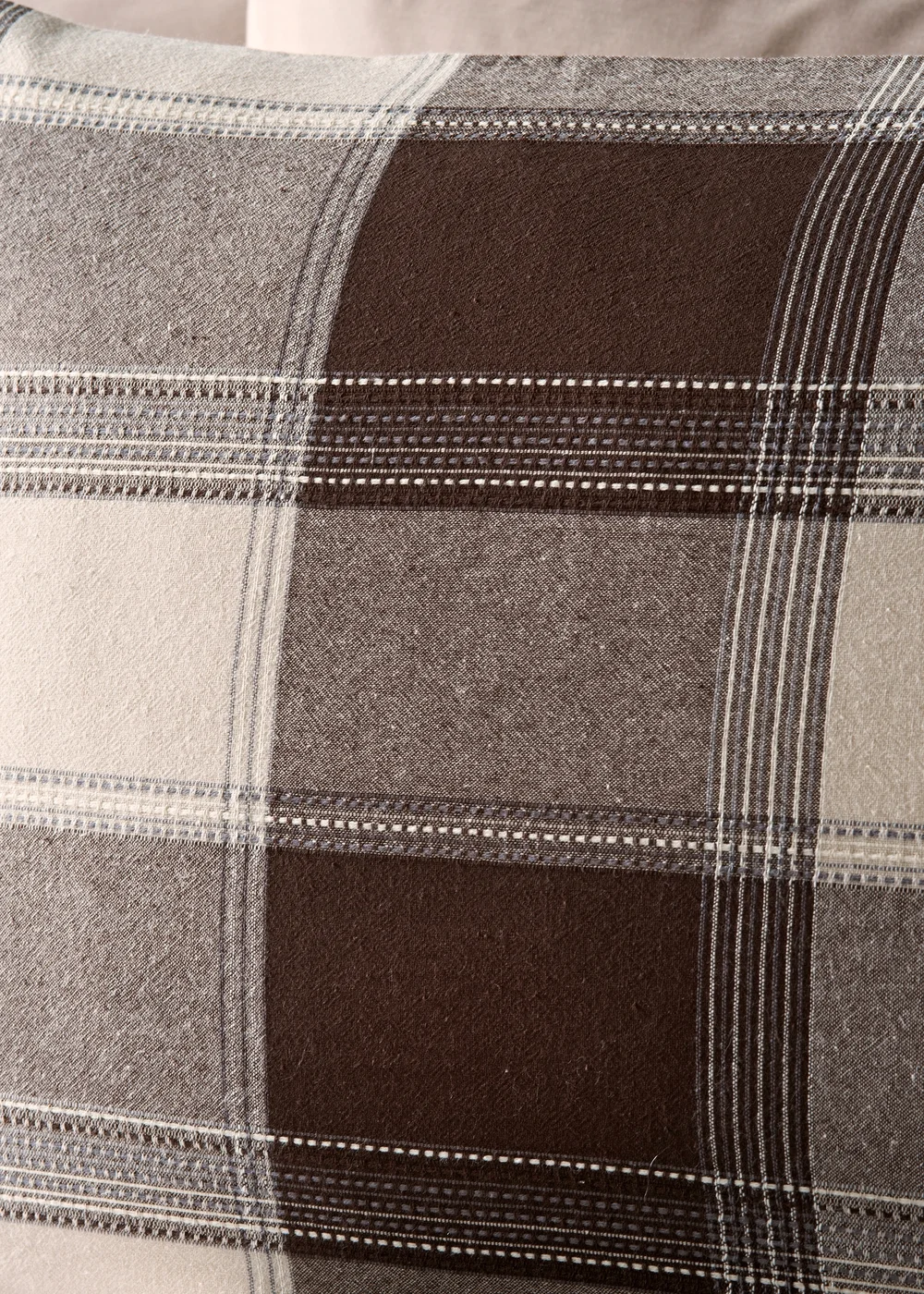 Brown Woven Check Duvet Set - Double Image 2