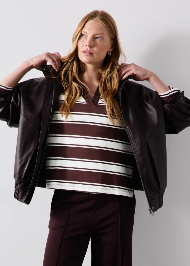 Chocolate Brown Stripe Rugby T-Shirt