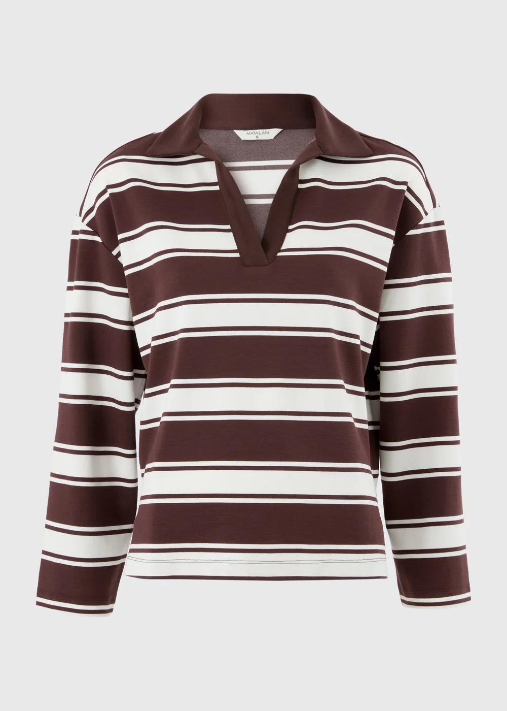 Chocolate Brown Stripe Rugby T-Shirt - XS Image 5