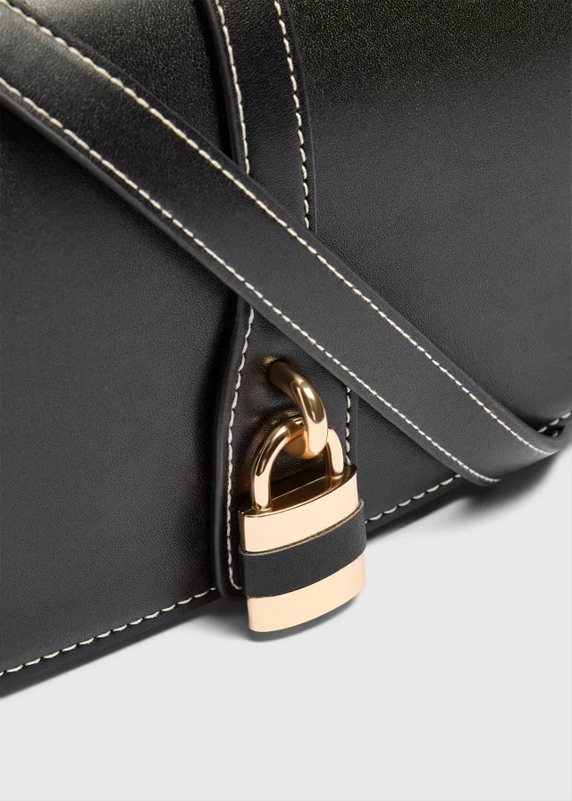 Black Padlock Cross Body Bag