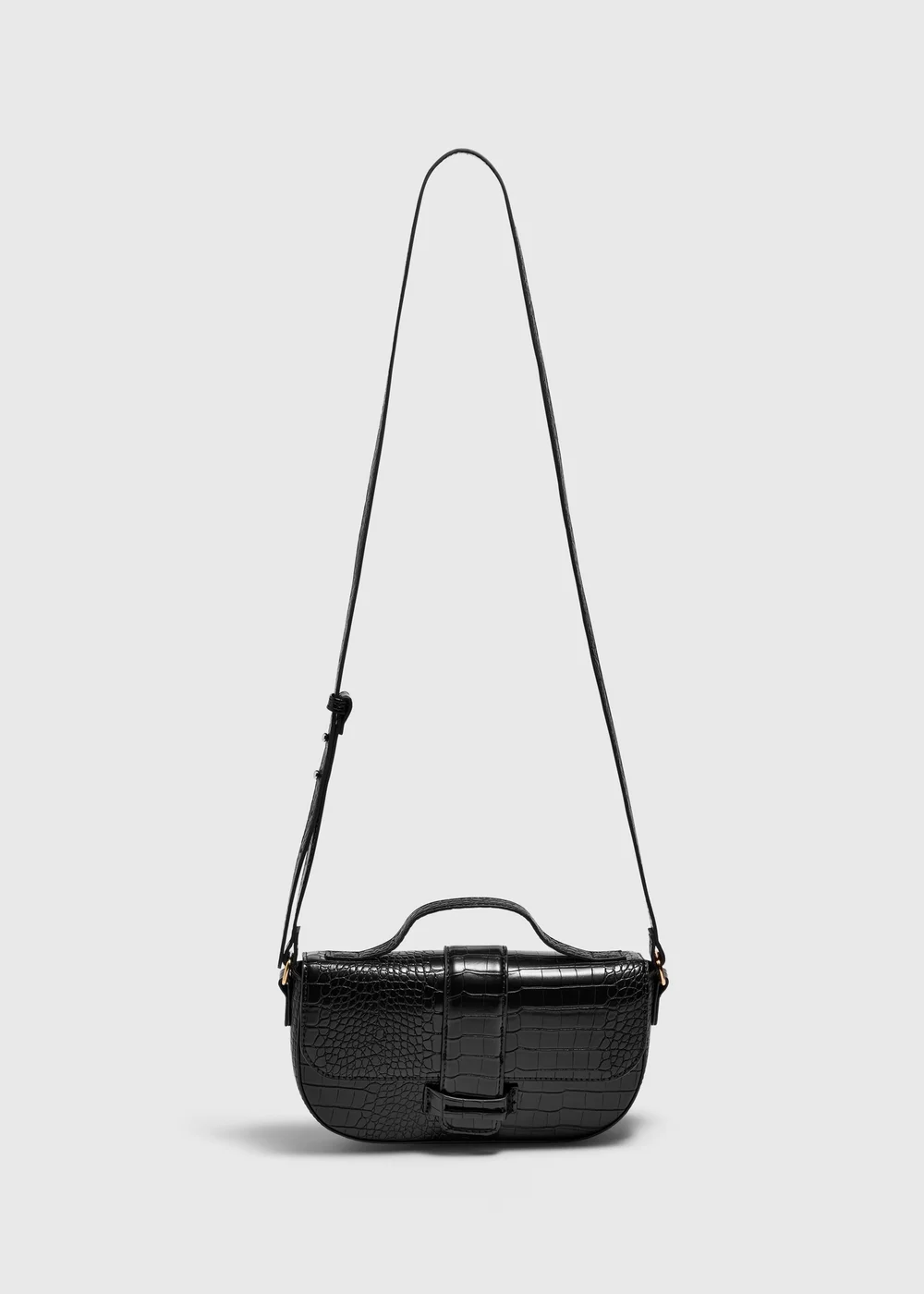 Black Snake Skin Shoulder Bag - One Size Image 1