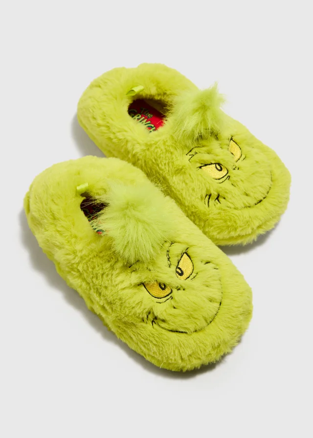 Kids Green The Grinch Slippers (Younger 4 - Older 6)