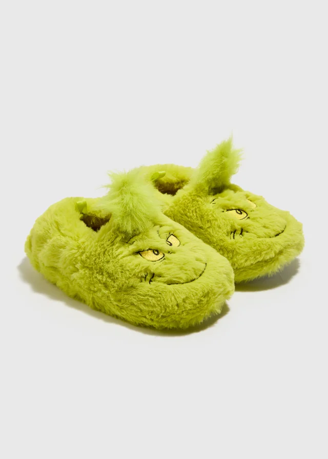 Kids Green The Grinch Slippers (Younger 4 - Older 6)