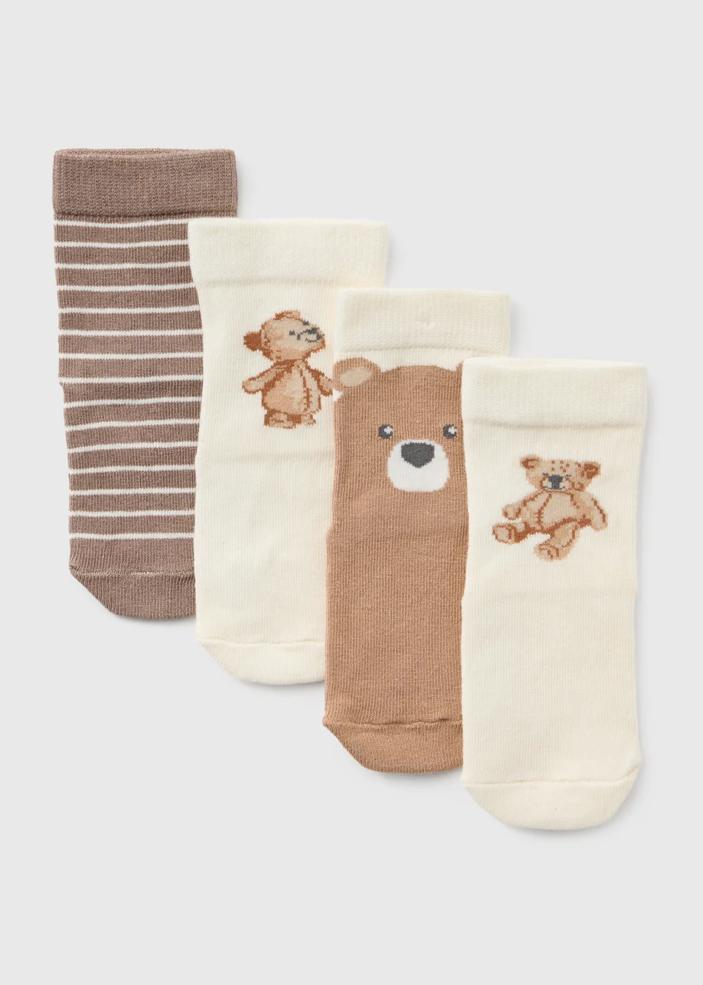 4 Pack Baby Beige Bear Socks (0-36mths) - 12-23 Months Image 1