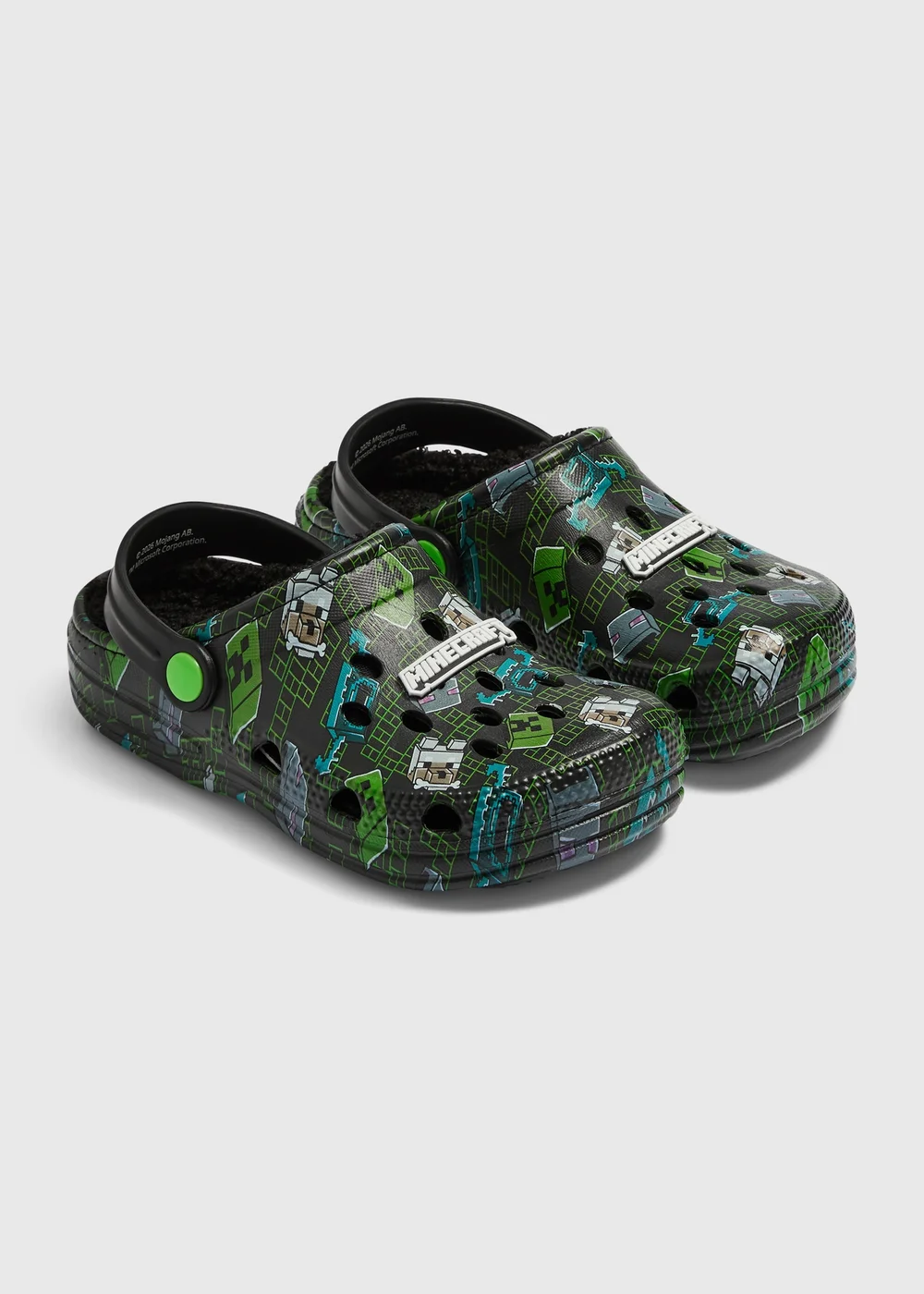 Boys Black Minecraft Clogs (Younger 8/9 - Older 5/6) - 8-9 Infants Image 1