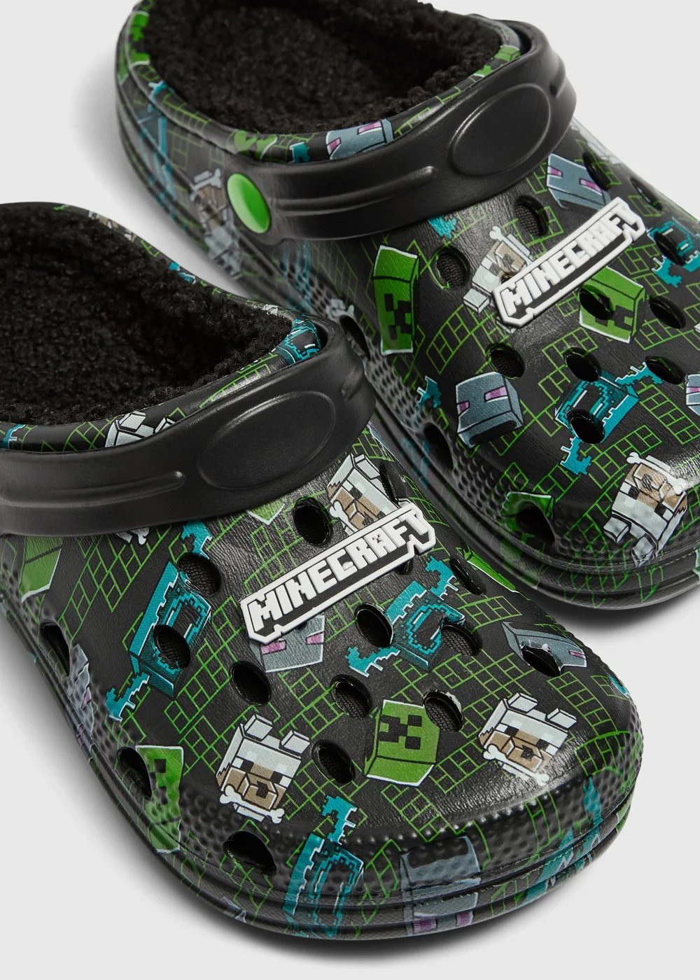 Boys Black Minecraft Clogs (Younger 8/9 - Older 5/6) - 8-9 Infants Image 2