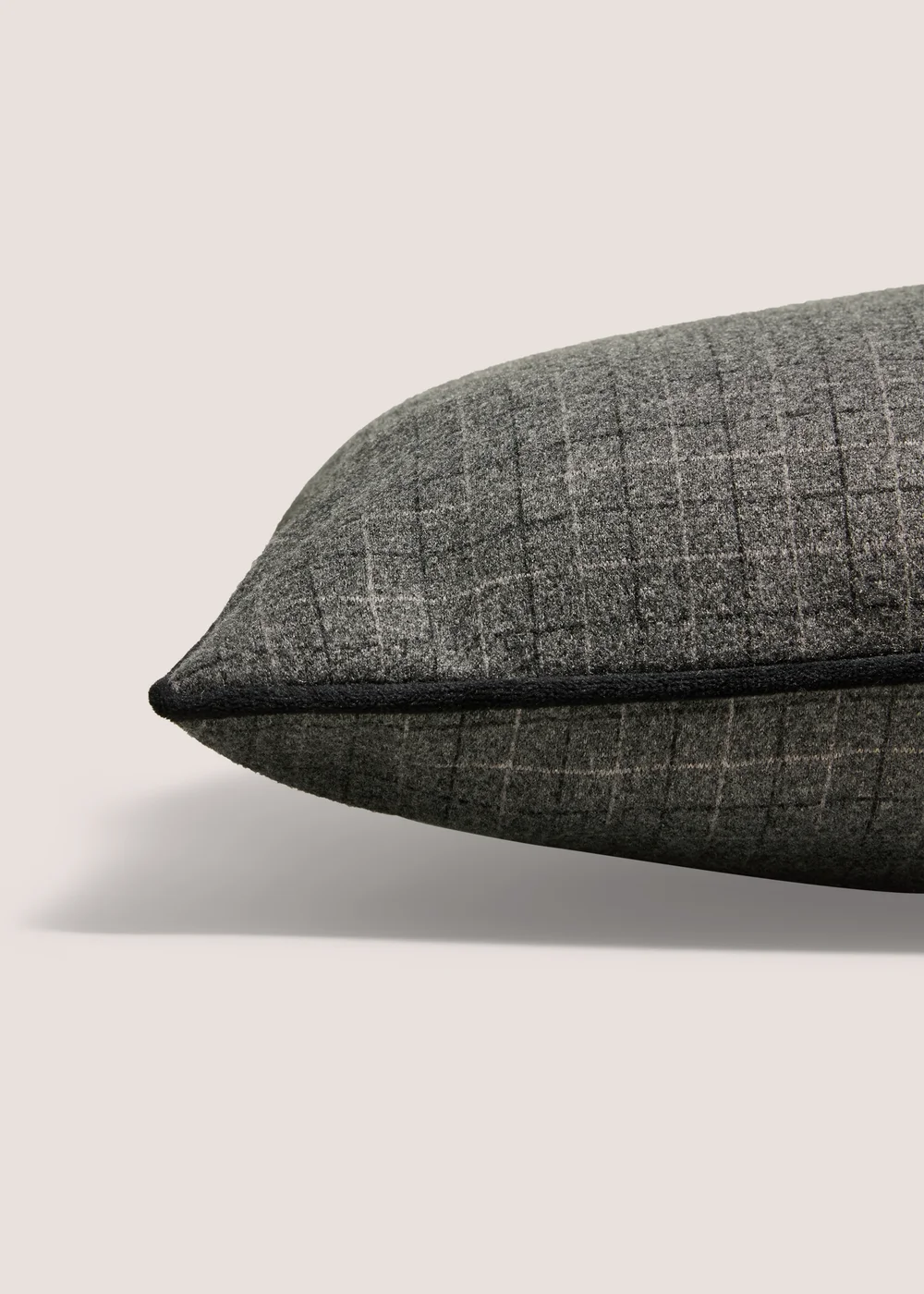 Grey Checked Piped Edge Cushion Image 2
