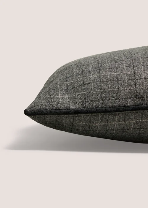 Grey Checked Piped Edge Cushion Image 2
