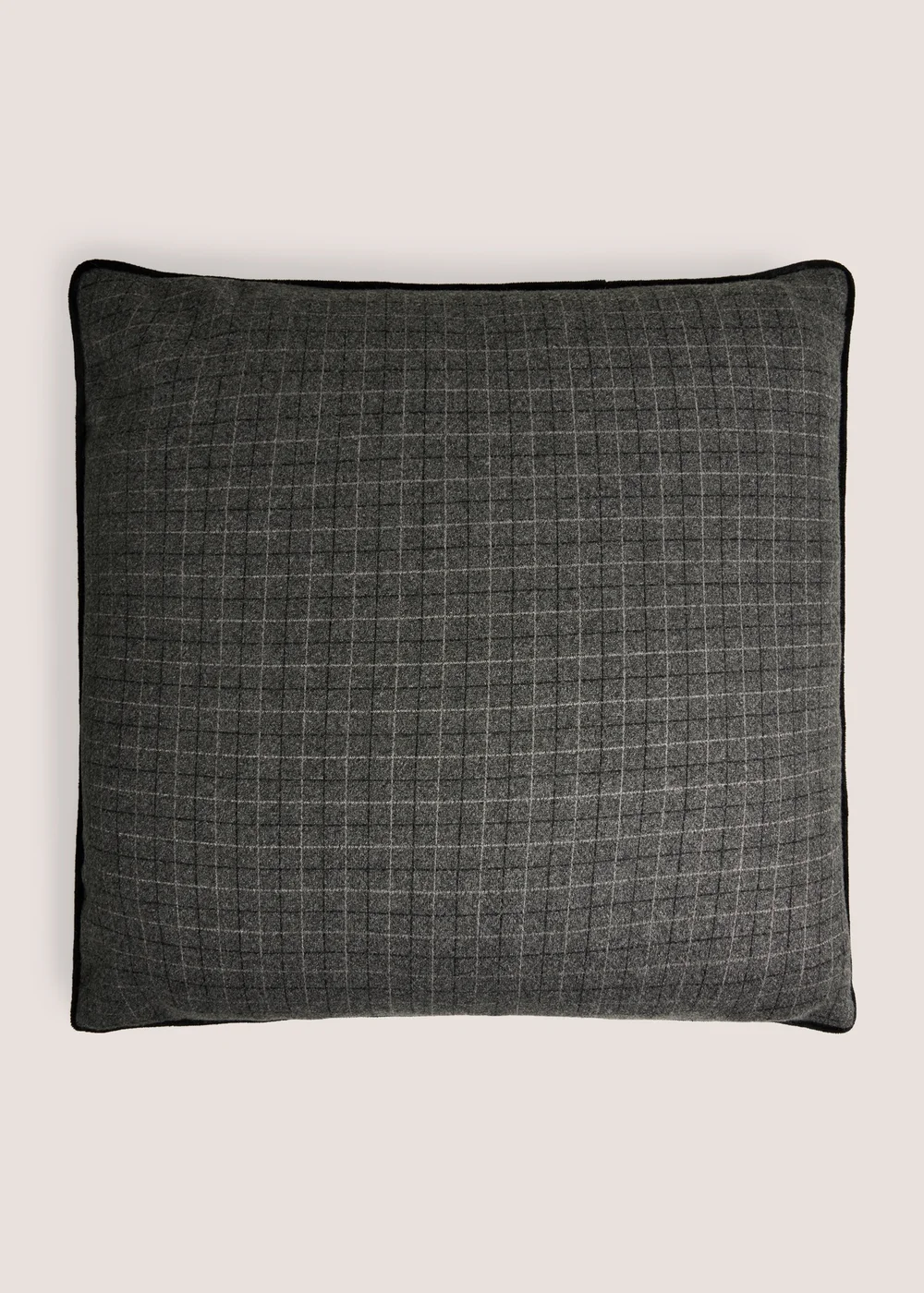 Grey Checked Piped Edge Cushion Image 1
