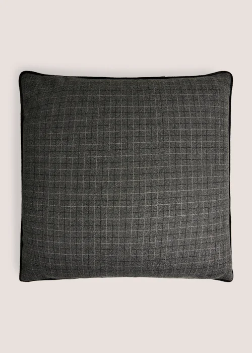 Grey Checked Piped Edge Cushion Image 1