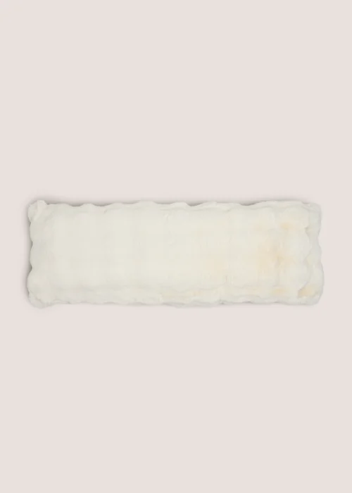 Cream Bubble Faux Fur Bolster Cushion Image 1