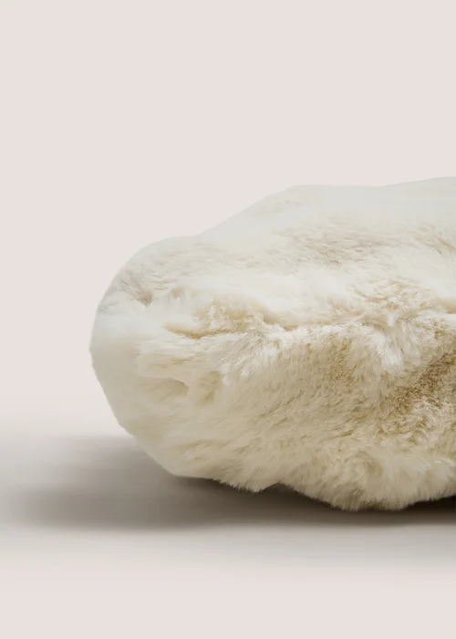 Cream Bubble Faux Fur Bolster Cushion Image 2